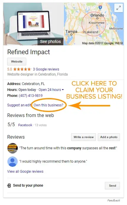 listing on Google